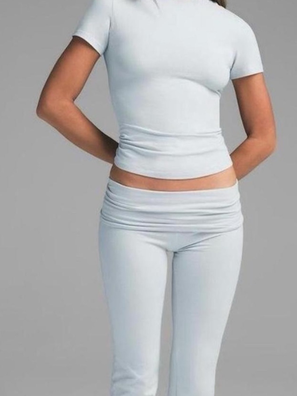 SKIMS Cotton Jersey T-Shirt Light Blue Short Sleeve Tee